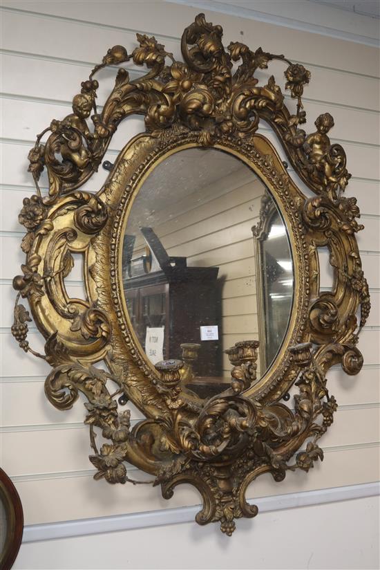 A Victorian gilt gesso girandole H.115cm